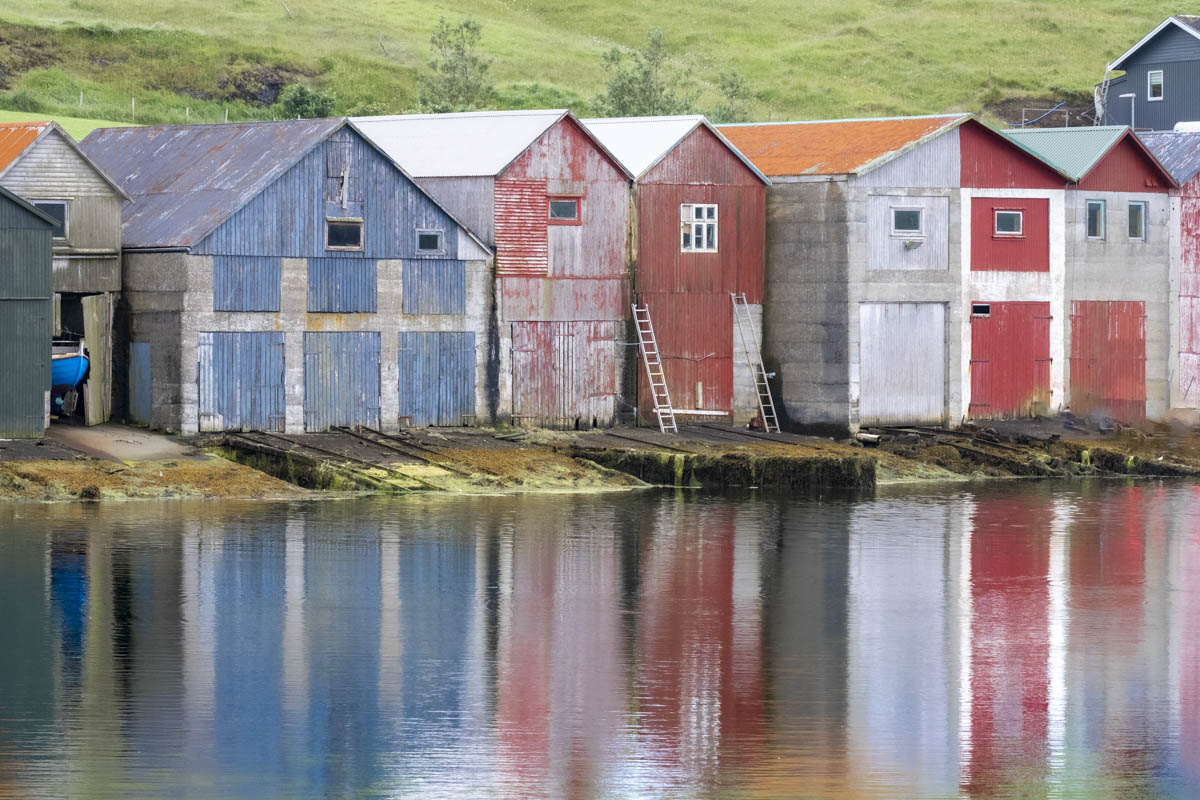 Colorful boathouses in Sørvágur